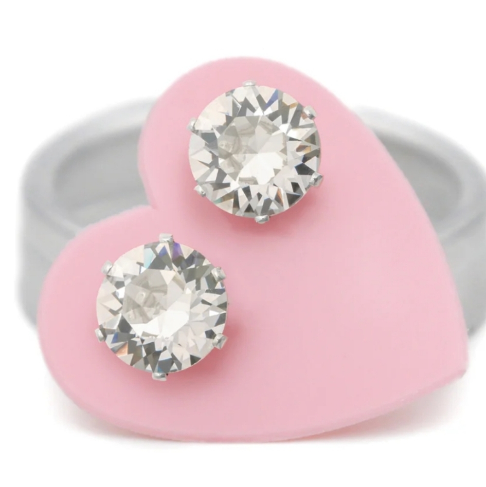 Silver Crystal Stud Earrings